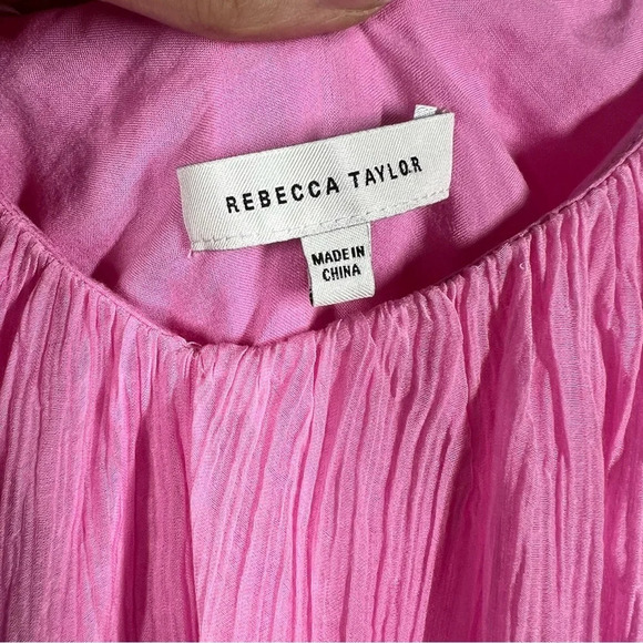 Rebecca Taylor Pink Silk Puff‎ Sleeve Top - Picture 4 of 6